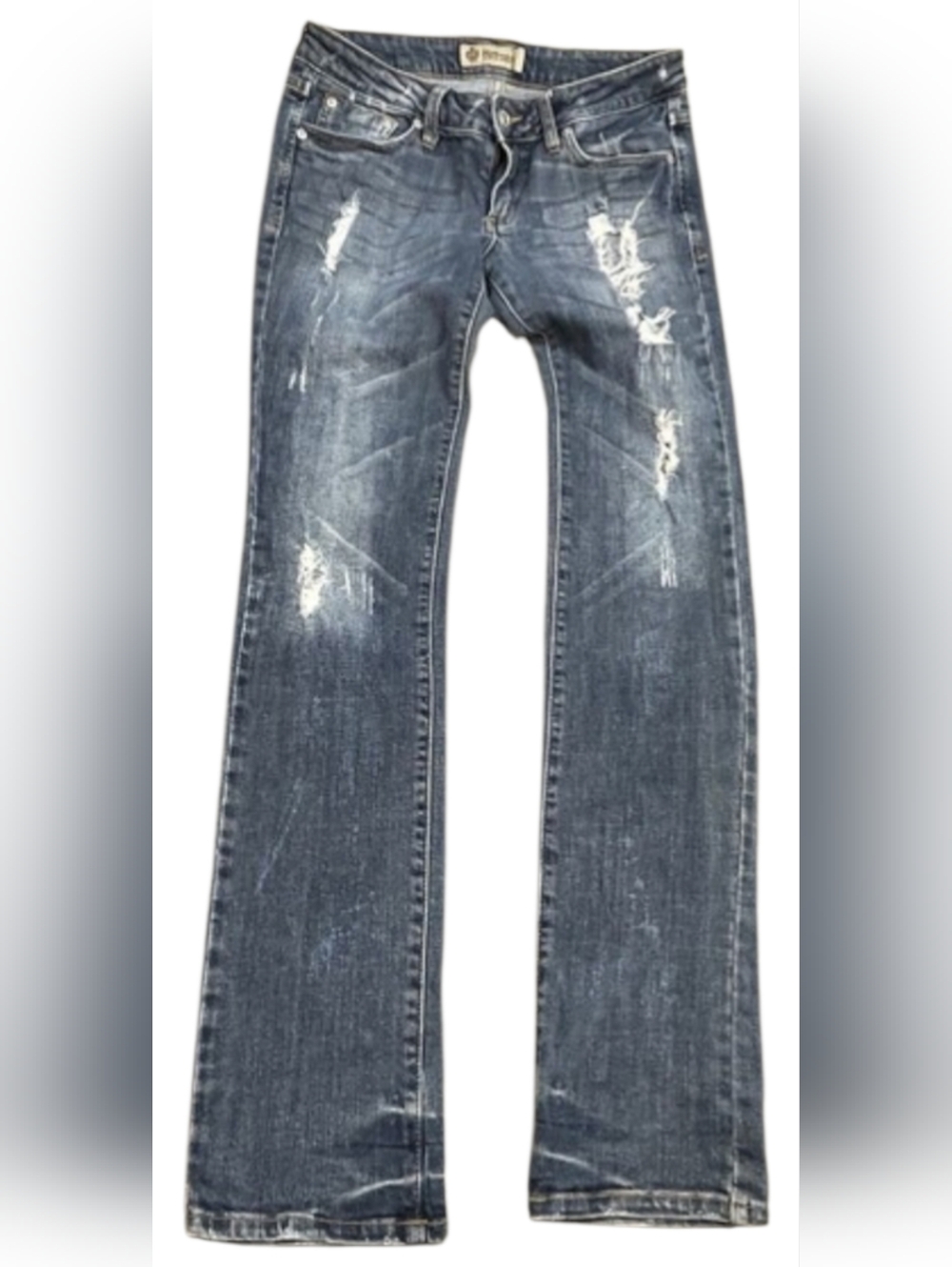 🩵JUST USA Distressed Straight Leg Denim Jeans Womens Size 7